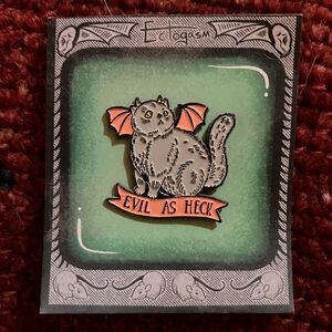 NWT ectogasm Evil as Heck Cat Enamel Pin catbat